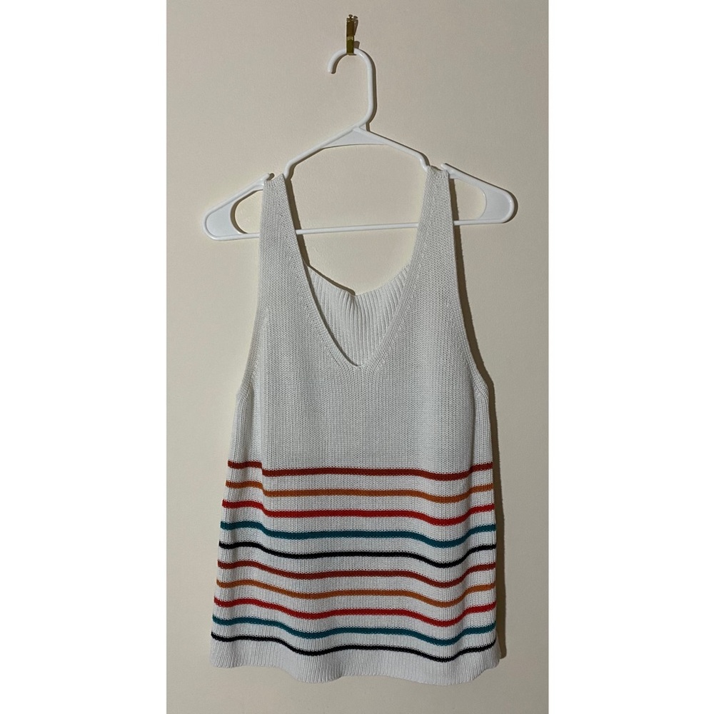 Colorful striped knitted tank L